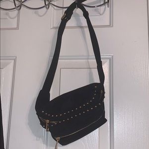 Gold Studded Black Fanny Pack